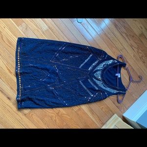 blue sequin dress